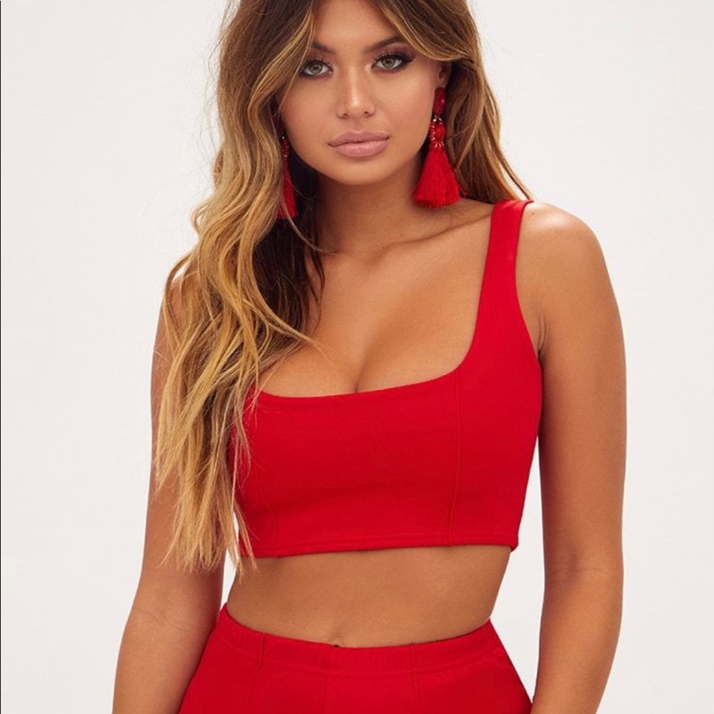 Red PLT Crop Top
